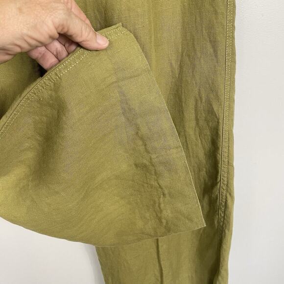 Athleta Lagoon 100% Linen Pants Women’s 14 Tall Green Moss Wide Leg Boho Coastal - Picture 10 of 14